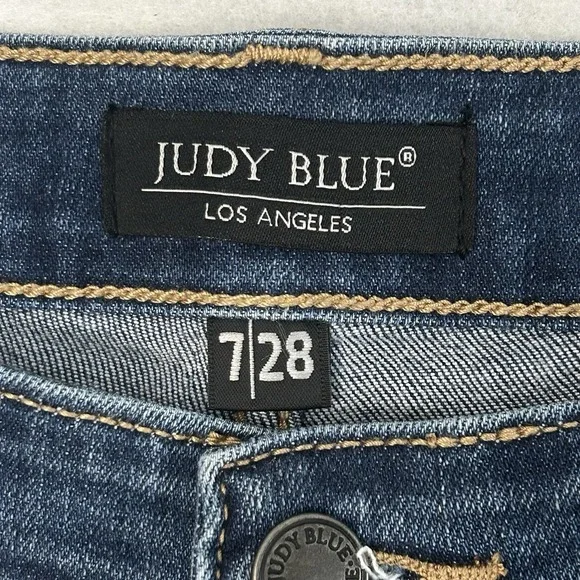 Judy Blue Boyfriend Fit Blue Jeans ~Women's 7/28~ Straight Mid-Rise Stretch - Picture 3 of 10